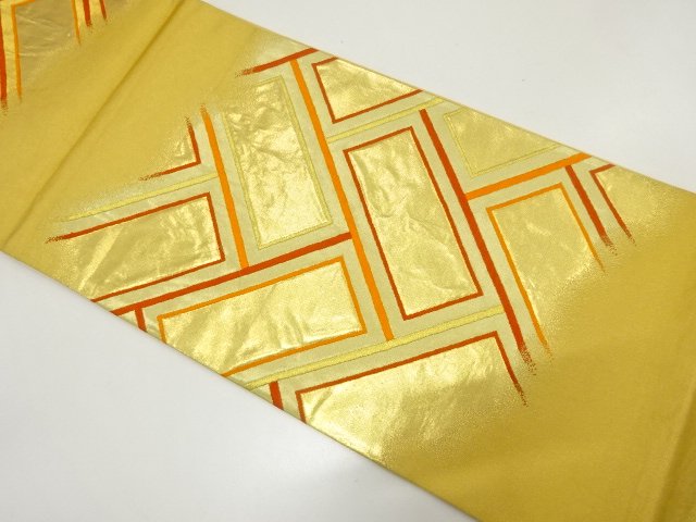 JAPANESE KIMONO / ANTIQUE HINOKIGAKI PATTERN WOVEN FUKURO OBI (MATERIA